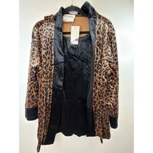 NWT Silverts ONE PIECE Black & Leopard Velvet Cami/jacket PTP 23 In